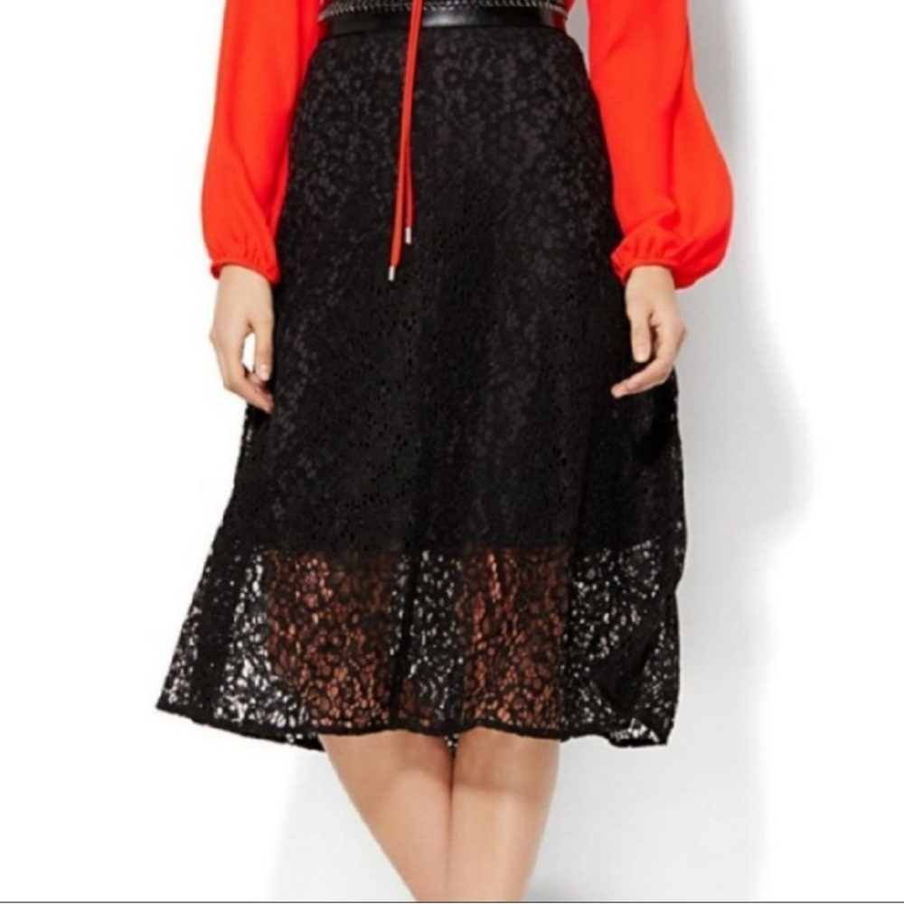 7th Avenue Design Studio Lace Midi Skirt